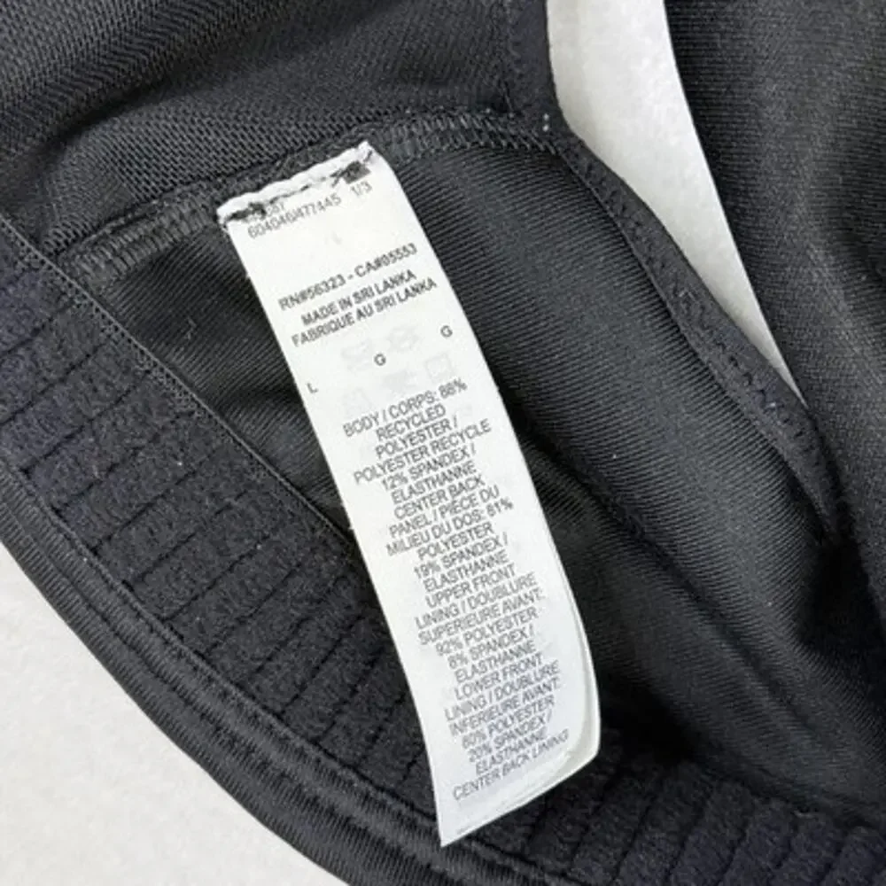 Nike Sports Bra Swoosh Logo L Black Racerback Stretch Pullover Athletic Logo